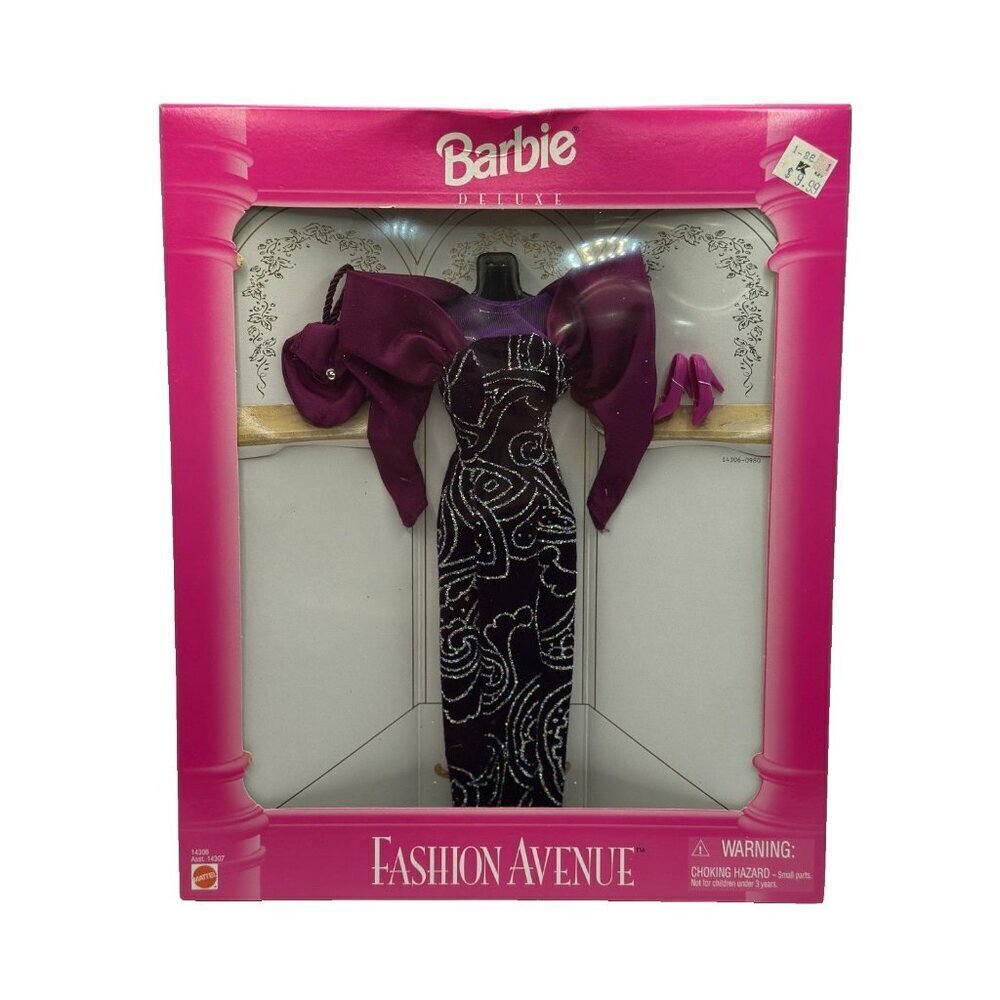 Vintage NIP 1995 Mattel Barbie Deluxe Fashion Avenue Purple Evening Gown #14306